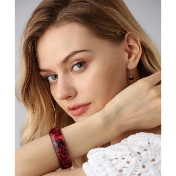 Red floral pattern acetate bracelet 