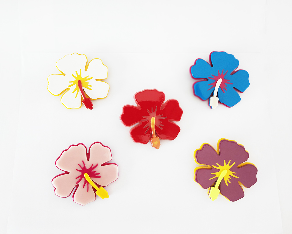 醋酸板材胸针五彩花朵系列造型意大利设计