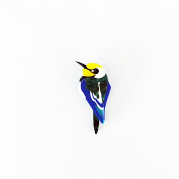 Acetate brooch animal collection Blue parrot bird pattern