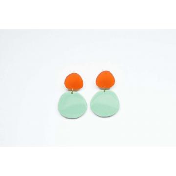 Triangle+Round fashion color contrast acetate sheet earrings with S925 Silver needle