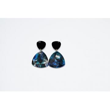 Triangle smudged Color Mix Match acetate earrings with S925 silver pin