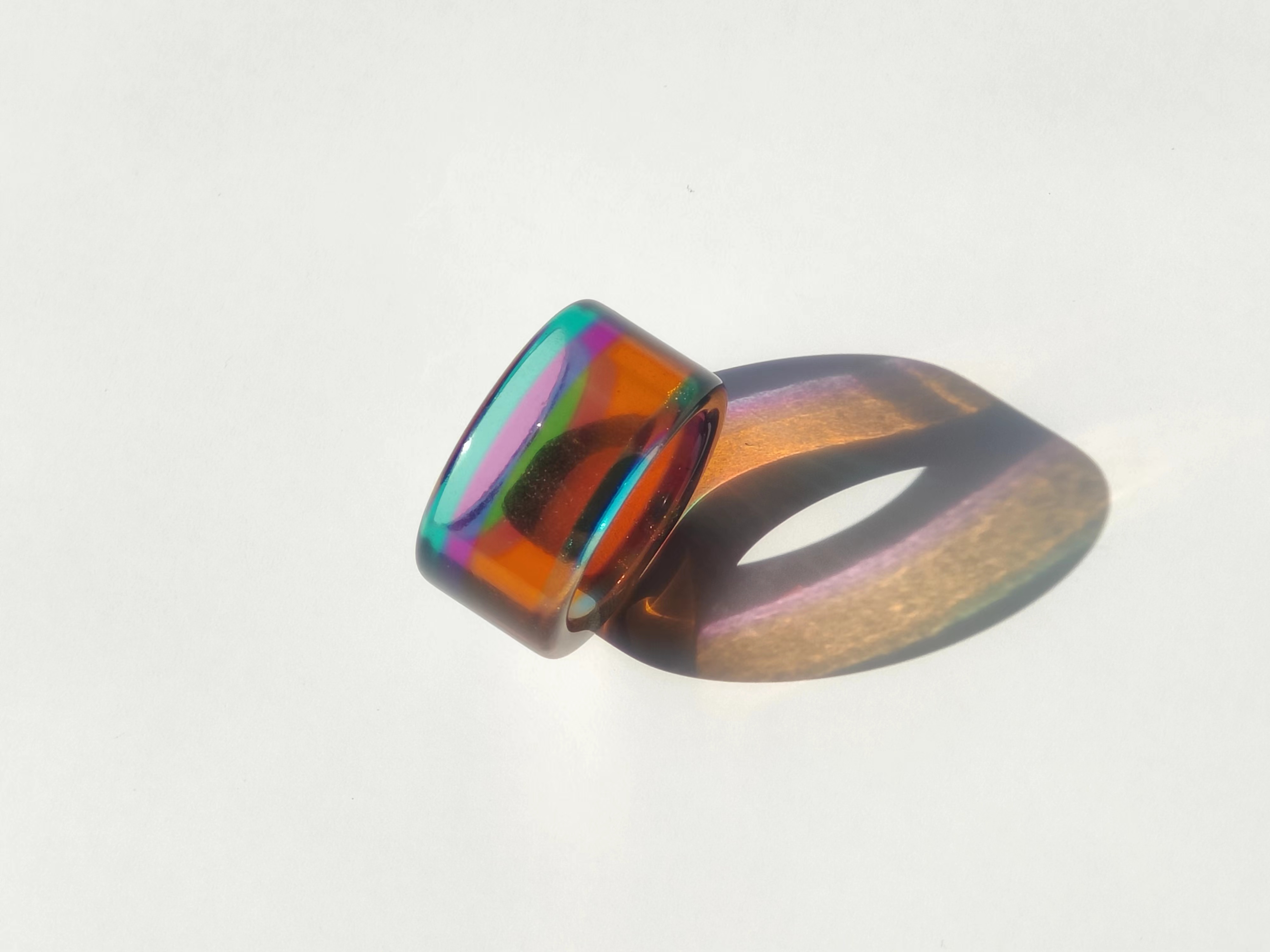 六边形醋酸纤维板环保基材料时尚中性款戒指
